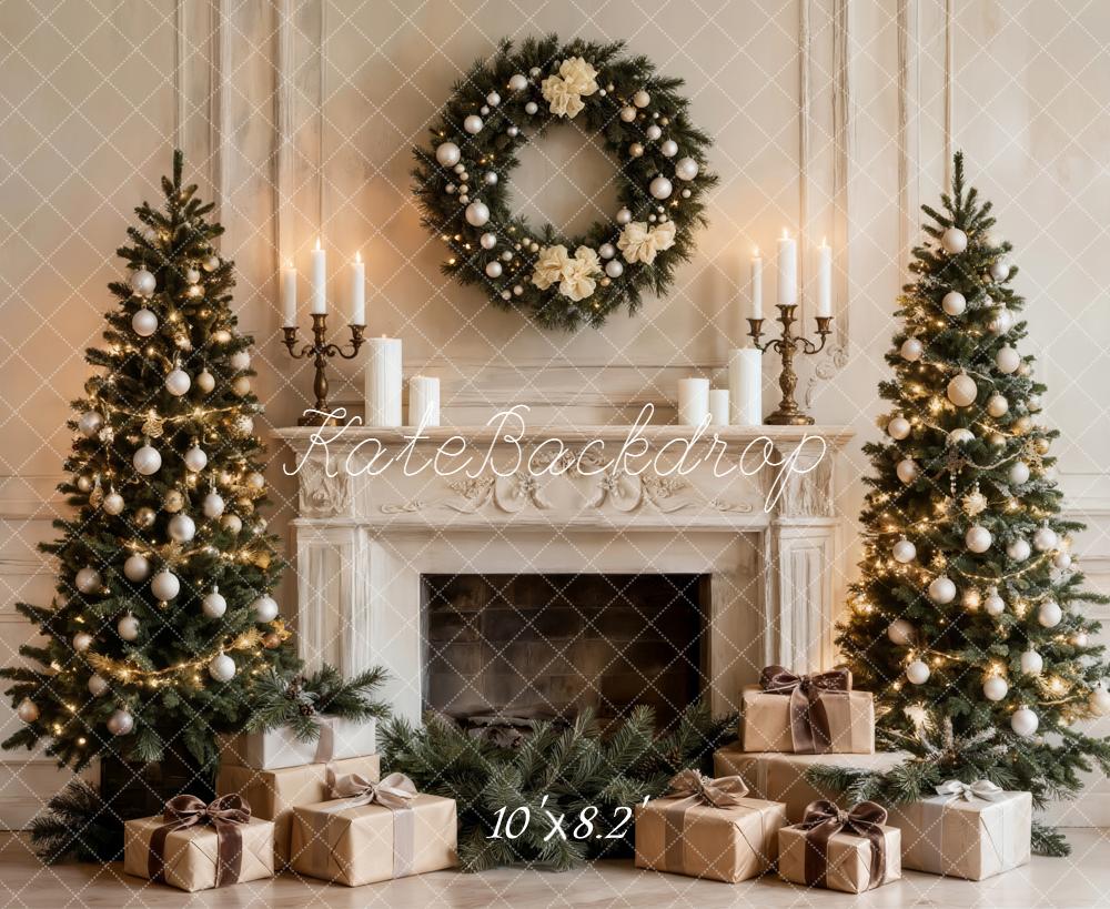 Kate Weihnachten Kamin Weihnachtsbaum Kranz Hintergrund Entworfen von Emetselch