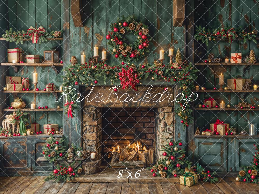 Kate Weihnachten Kamin Geschenke Grün Hintergrund Entworfen von Emetselch