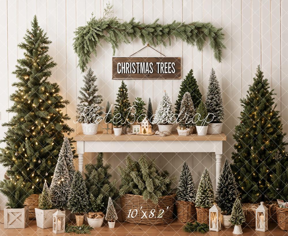 Kate Weihnachten Tannenbäume Tisch Natur Hintergrund Entworfen von Emetselch - Kate Backdrop.de