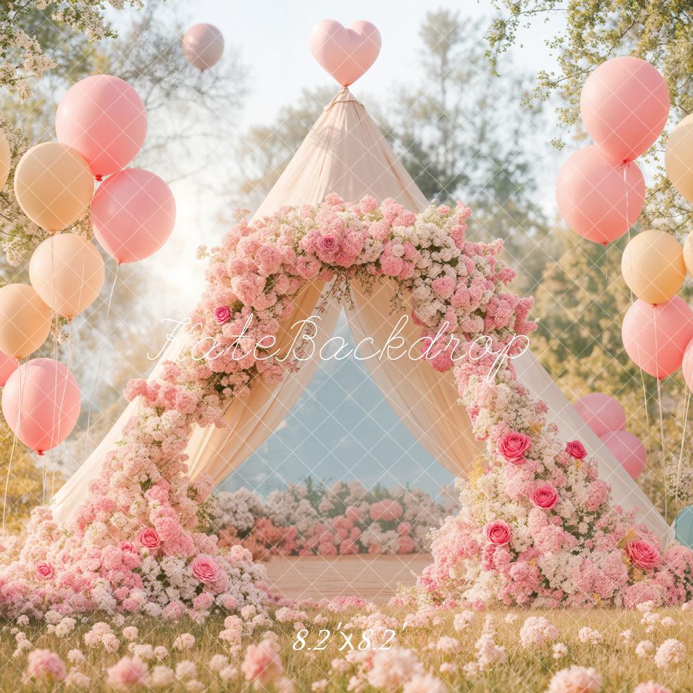 Kate Kinder Tipi Ballons Blumen Rosa Hintergrund Entworfen von Emetselch