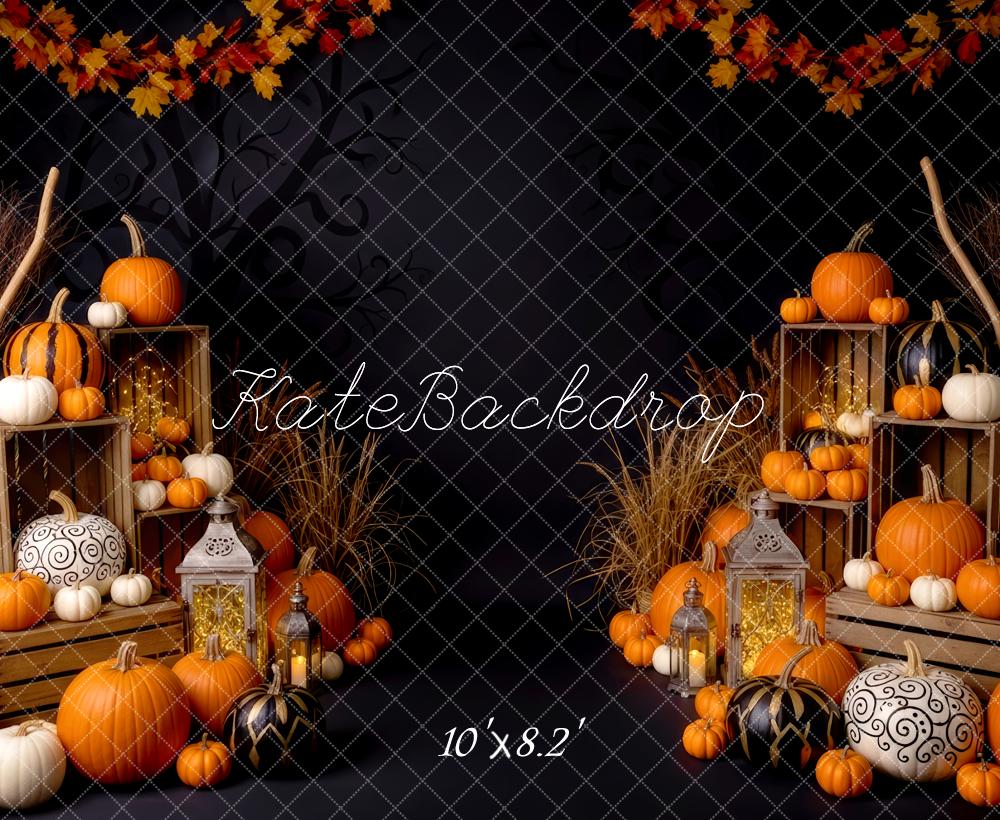 Kate Herbst Kürbis Laternen Vintage Hintergrund Entworfen von Patty Roberts - Kate Backdrop.de