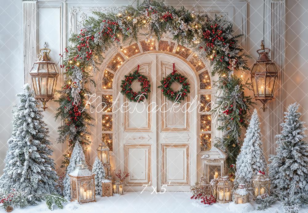 Kate Weihnachten Tür Kranz Schnee Hintergrund Entworfen von Emetselch