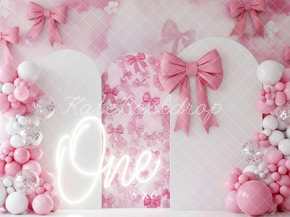 Kate Geburtstag Eins Schleifen Ballons Rosa Hintergrund Entworfen von Patty Roberts