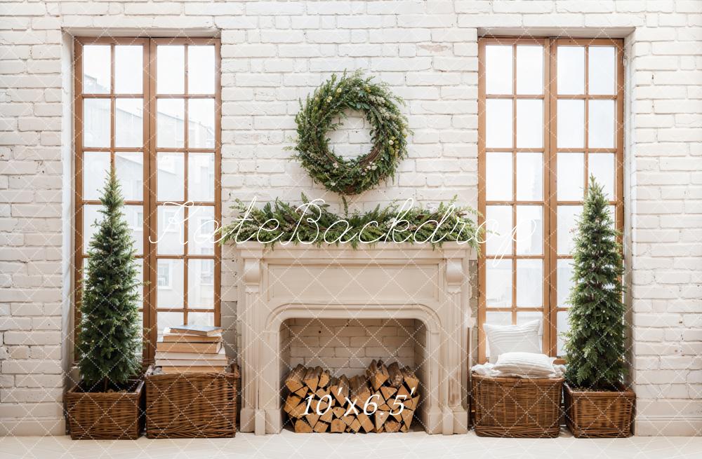 Kate Weihnachten Kamin Fenster Weiß Hintergrund Entworfen von Emetselch - Kate Backdrop.de