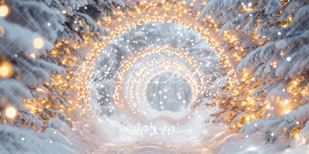 Kate Weihnachten Winterwald Lichterbogen Schnee Hintergrund Entworfen von Emetselch