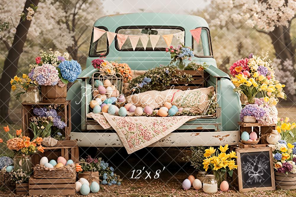 Kate Ostern Oldtimer Blumen Pastell Hintergrund Entworfen von Emetselch