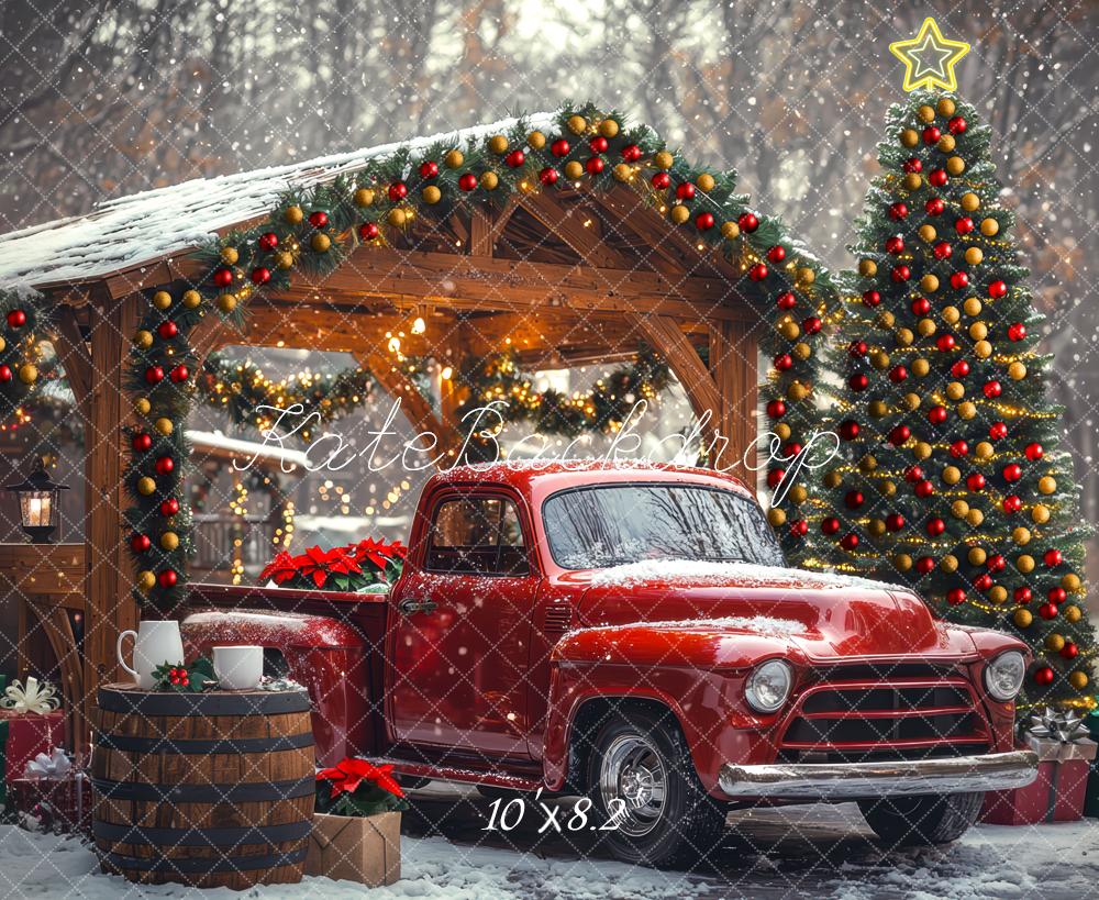 Kate Weihnachten Truck Geschenkpakete Tannenbaum Hintergrund Entworfen von Mini MakeBelieve - Kate Backdrop.de