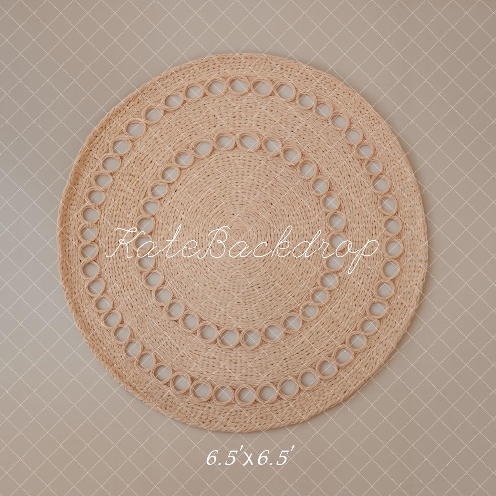 Kate Boho Rattan Teppich Beige Hintergrund Entworfen von Kate Image - Kate Backdrop.de