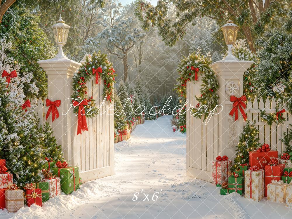 Kate Weihnachten Tor Geschenke Schnee Fleece Hintergrund Entworfen von Emetselch - Kate Backdrop.de