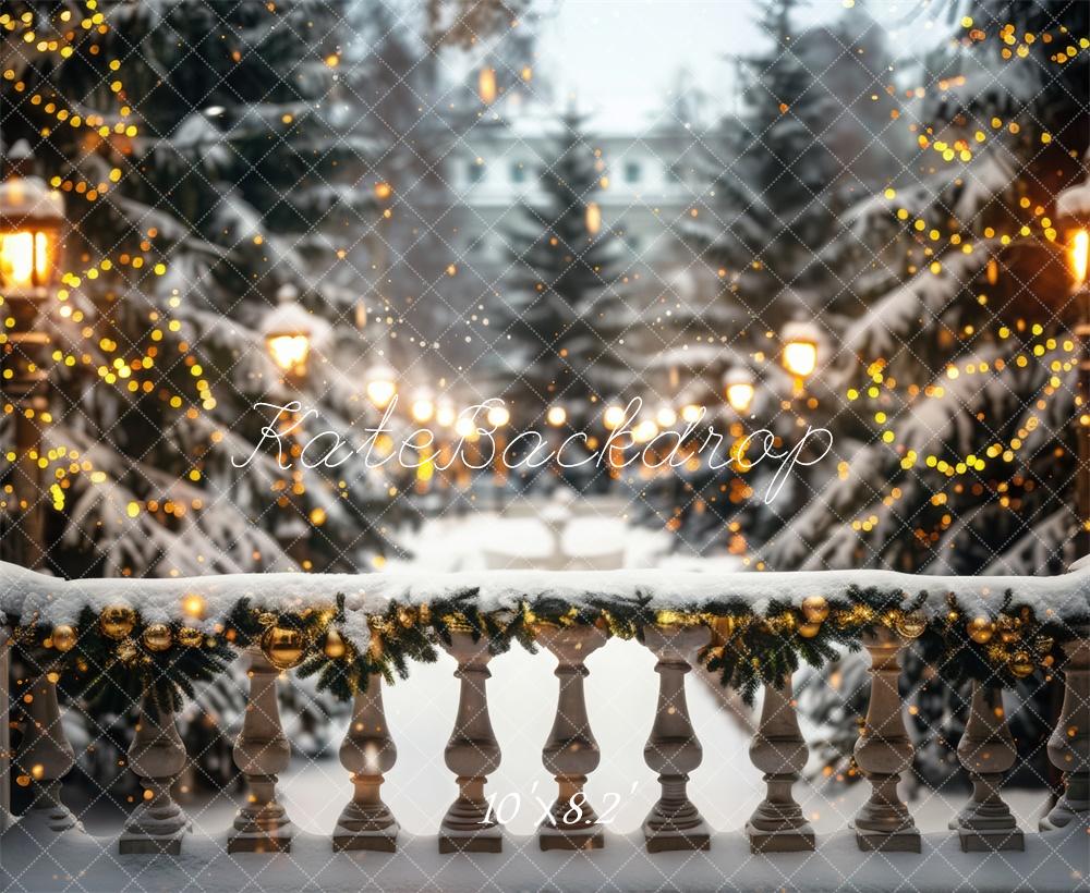 Kate Weihnachten Schnee Lichter Girlande Hintergrund Entworfen von Mini MakeBelieve - Kate Backdrop.de