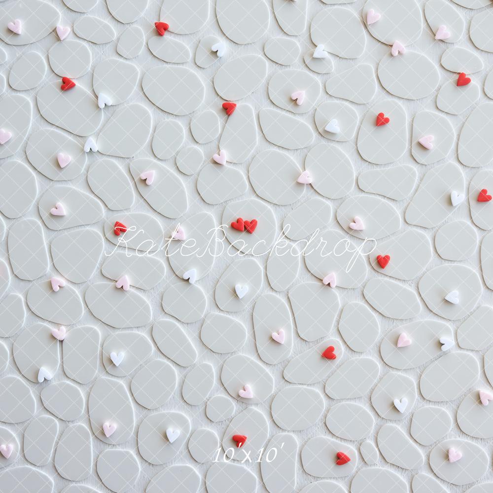 Kate Valentinstag Kleine Herzen Steinstruktur Weiß Hintergrund Entworfen von Mini MakeBelieve - Kate Backdrop.de