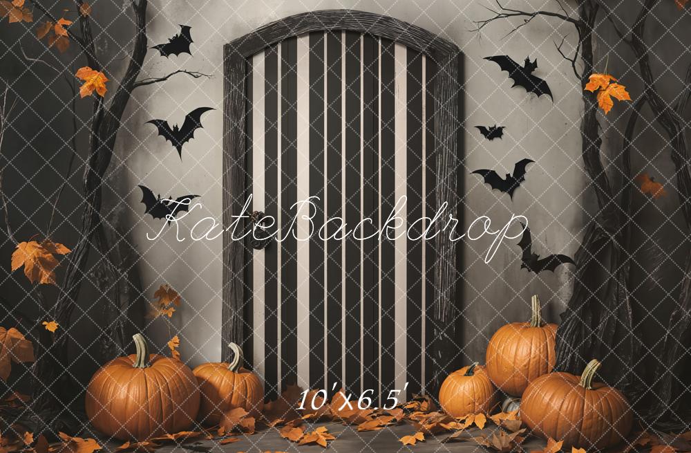 Kate Halloween Kürbisse Tür Fledermäuse Fleece Hintergrund Entworfen von Emetselch