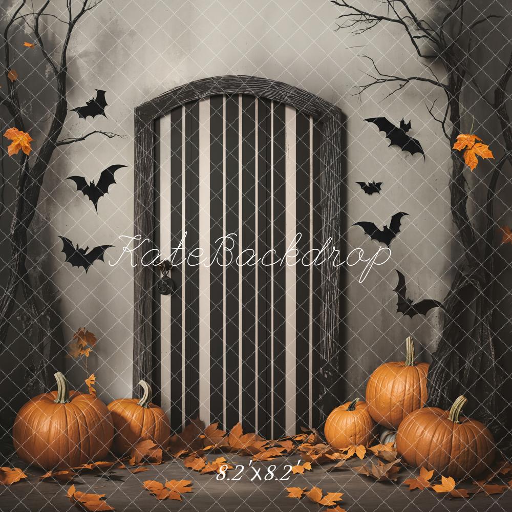 Kate Halloween Tür Kürbisse Fledermäuse Hintergrund Entworfen von Emetselch