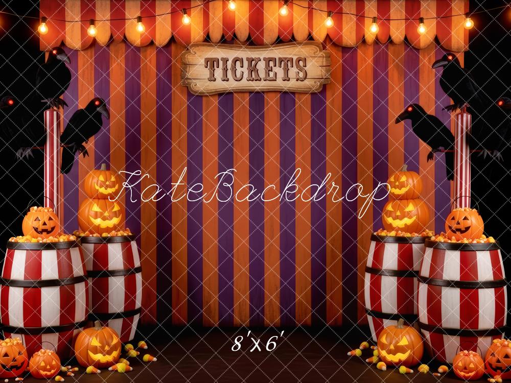 Kate Halloween Zirkus Kürbisse Raben Hintergrund Entworfen von Patty Roberts - Kate Backdrop.de