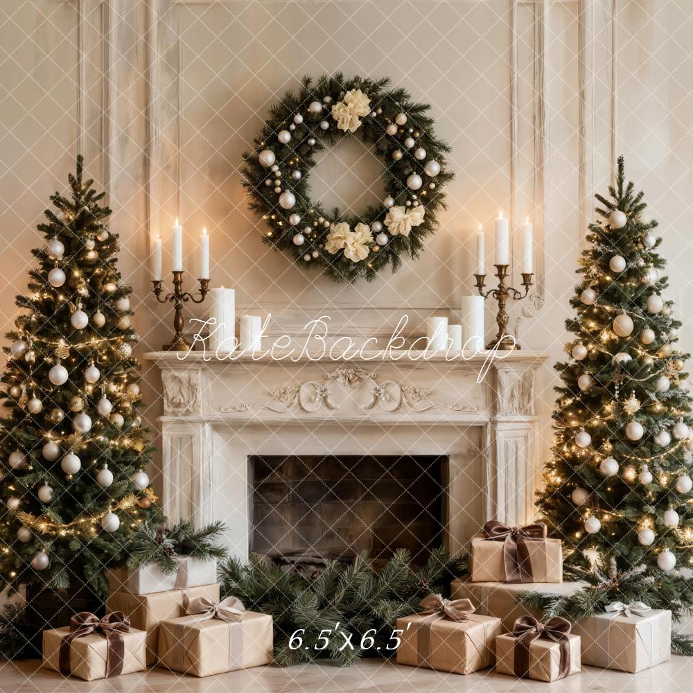 Kate Weihnachten Kamin Weihnachtsbaum Kranz Hintergrund Entworfen von Emetselch