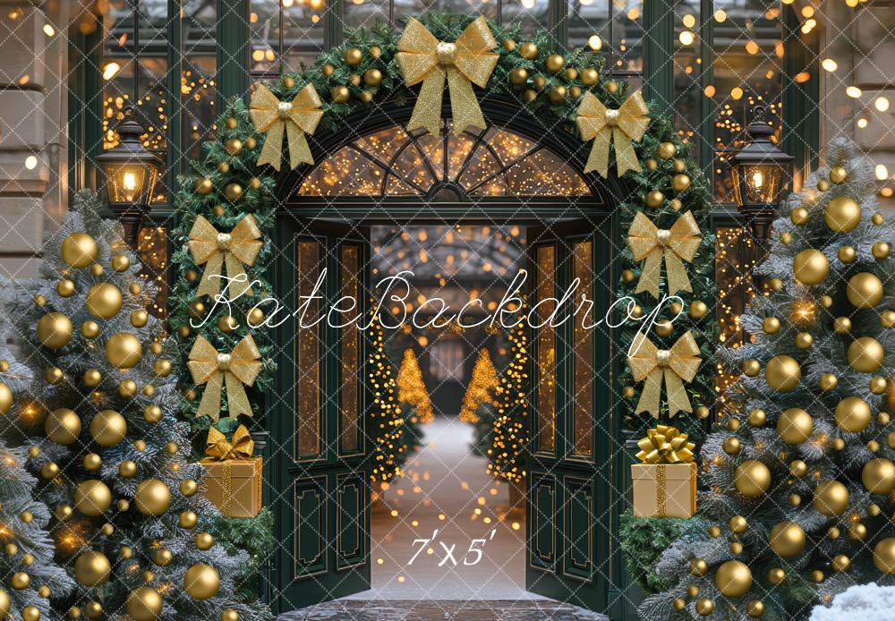 Kate Weihnachten Tor Girlande Gold Hintergrund Entworfen von Mini MakeBelieve - Kate Backdrop.de