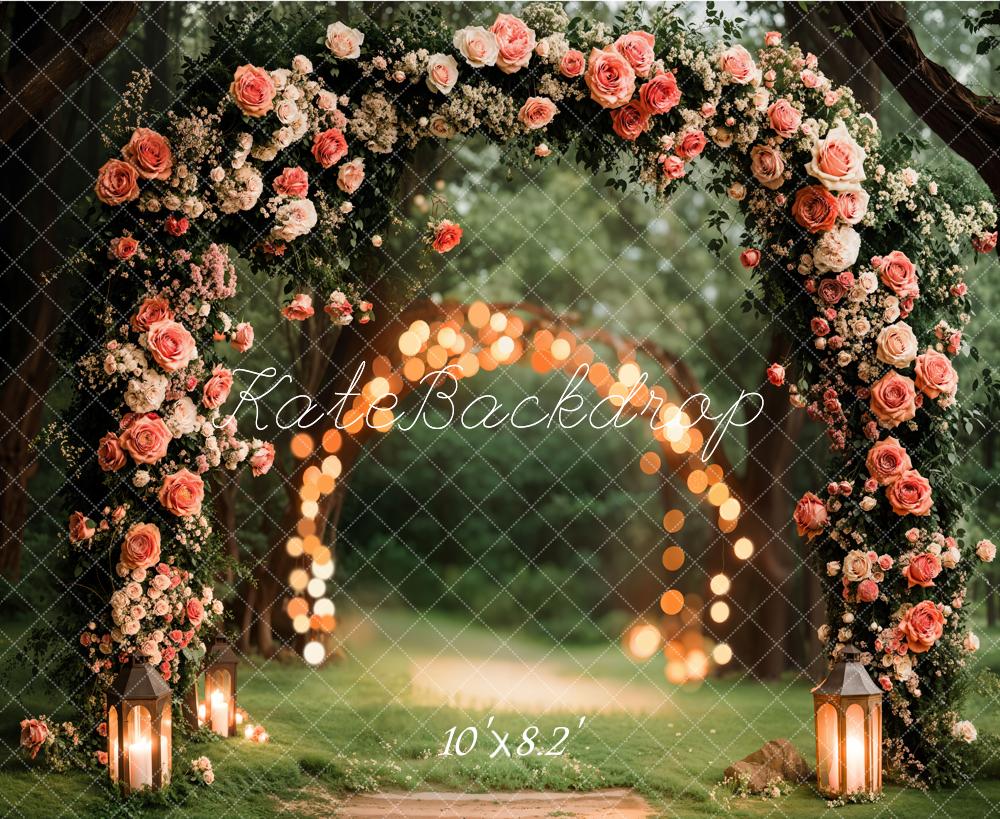 Kate Hochzeit Blumenbogen Wald Romantisch Hintergrund Entworfen von Emetselch