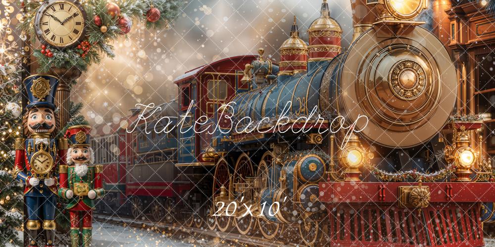 Kate Weihnachten Eisenbahn Nussknacker Vintage Hintergrund Entworfen von Emetselch - Kate Backdrop.de