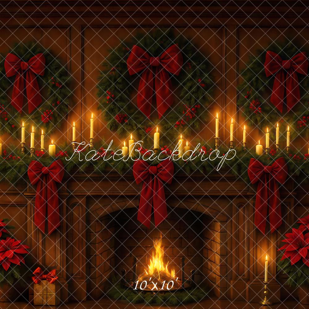 Kate Weihnachten Kamin Kranz Kerzen Hintergrund Entworfen von Mini MakeBelieve
