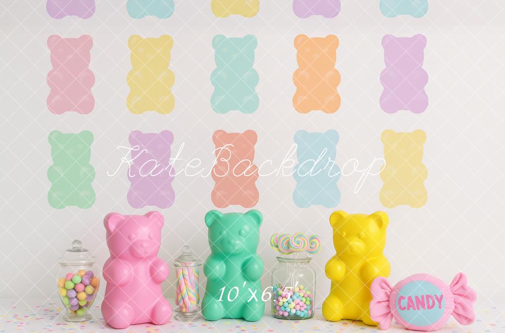 Kate Süßigkeiten Gummibärchen Pastell Hintergrund Entworfen von Patty Roberts - Kate Backdrop.de
