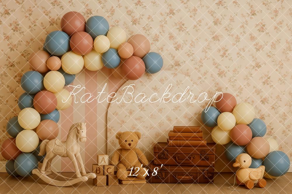 Kate Kinder Ballonbogen Spielzeug Vintage Hintergrund Entworfen von Patty Roberts - Kate Backdrop.de