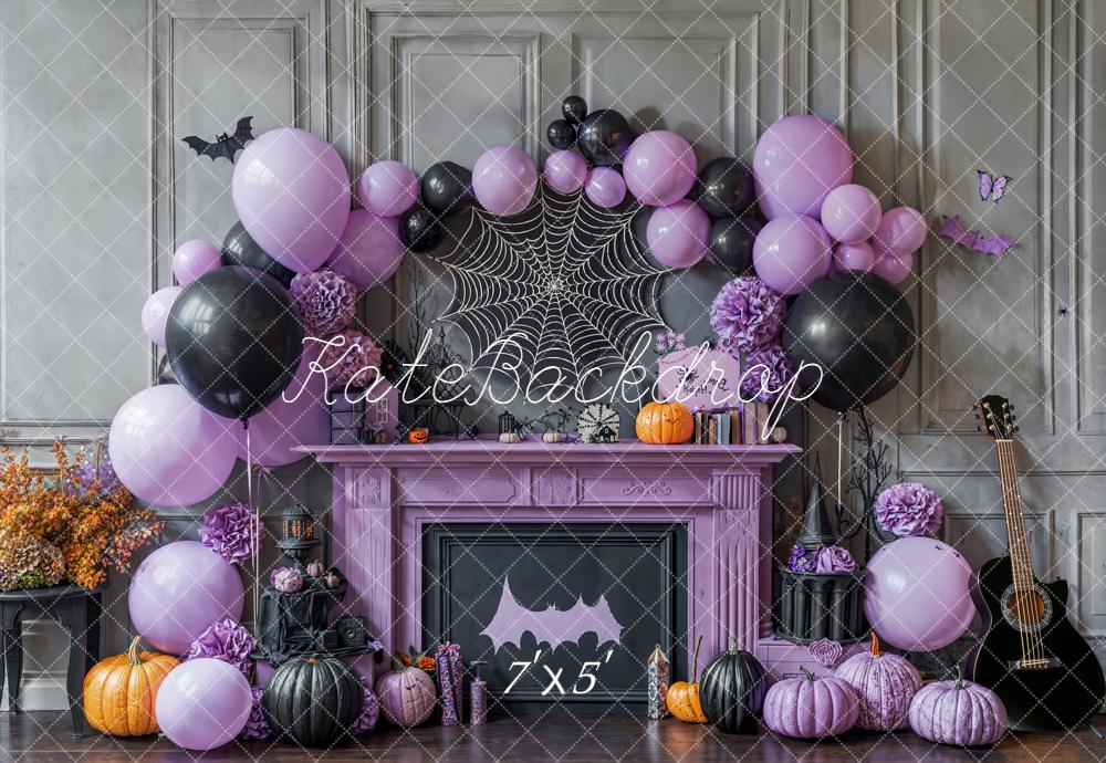 Kate Halloween Kamin Ballons Lila Hintergrund Entworfen von Emetselch - Kate Backdrop.de