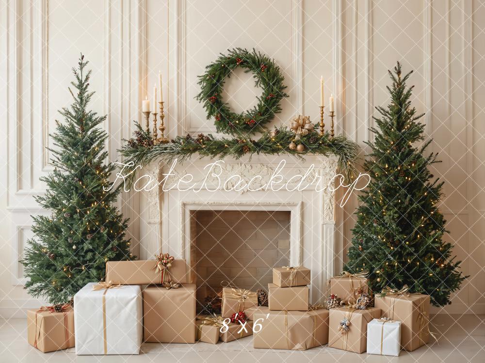 Kate Weihnachten Kamin Tannenbaum Geschenkboxen Hintergrund Entworfen von Emetselch - Kate Backdrop.de