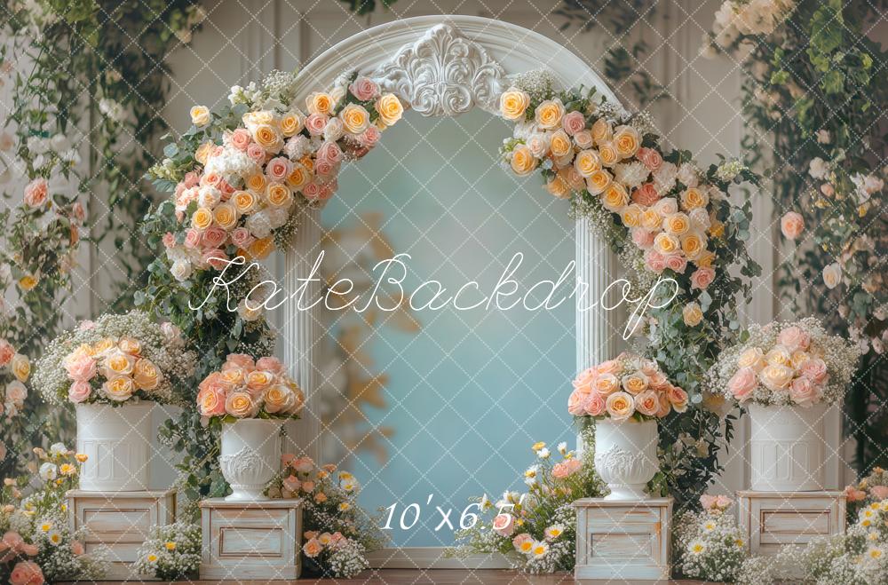 Kate Hochzeit Blumendekor Bogen Pastell Hintergrund Entworfen von Mini MakeBelieve - Kate Backdrop.de