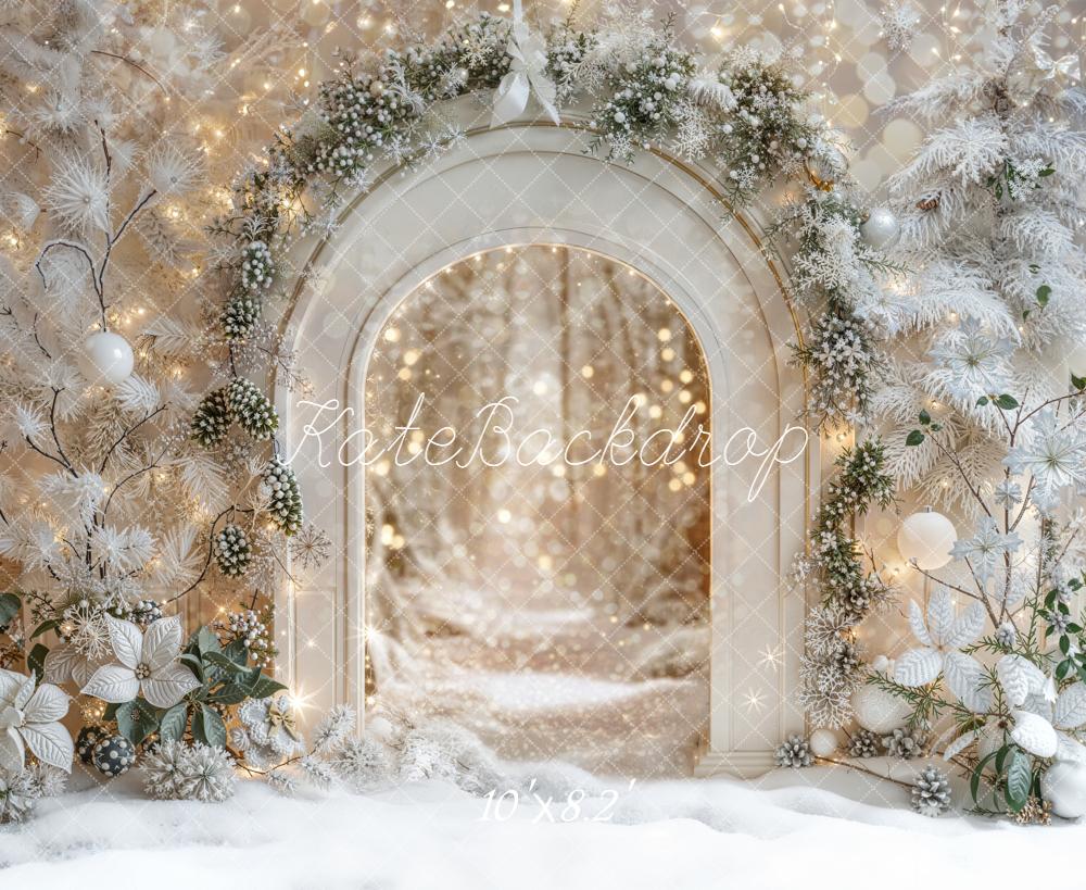 Kate Weihnachten Bogen Weiß Winterwald Hintergrund Entworfen von Emetselch - Kate Backdrop.de