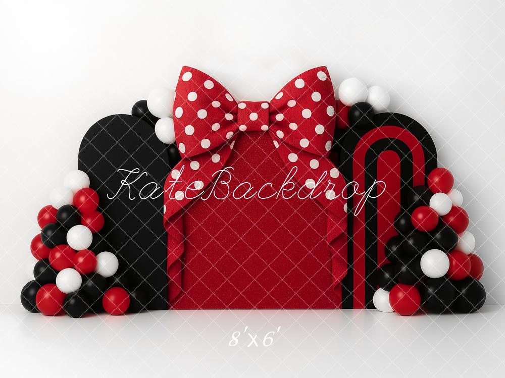 Kate Kinder Schleife Ballons Rot Schwarz Hintergrund Entworfen von Ashley Paul - Kate Backdrop.de