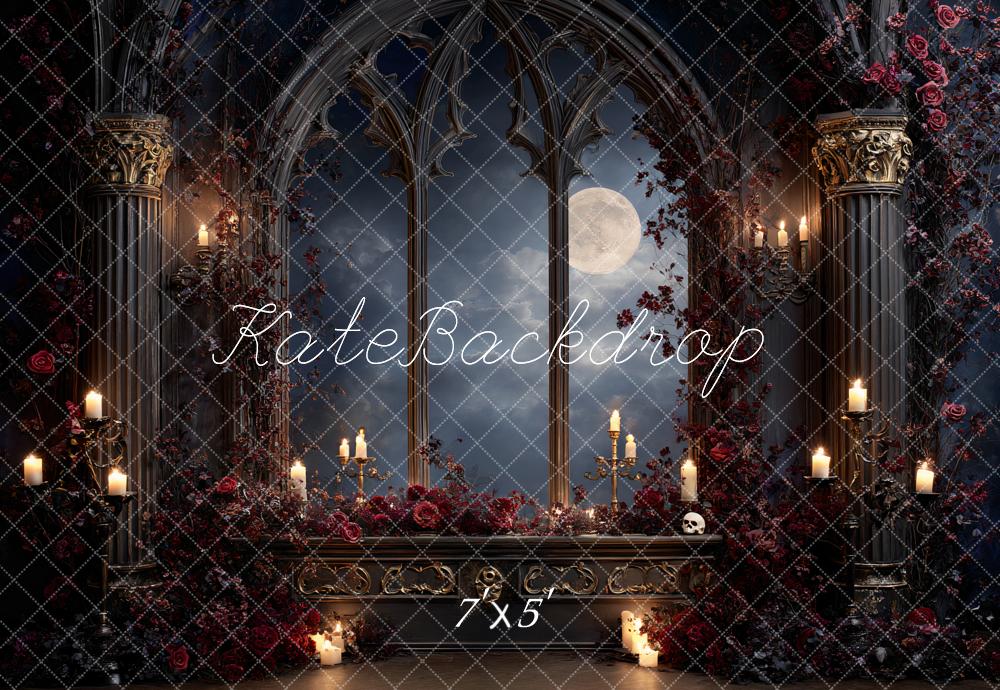 Kate Halloween Gotisches Fenster Kerzen Hintergrund Entworfen von Ashley Paul