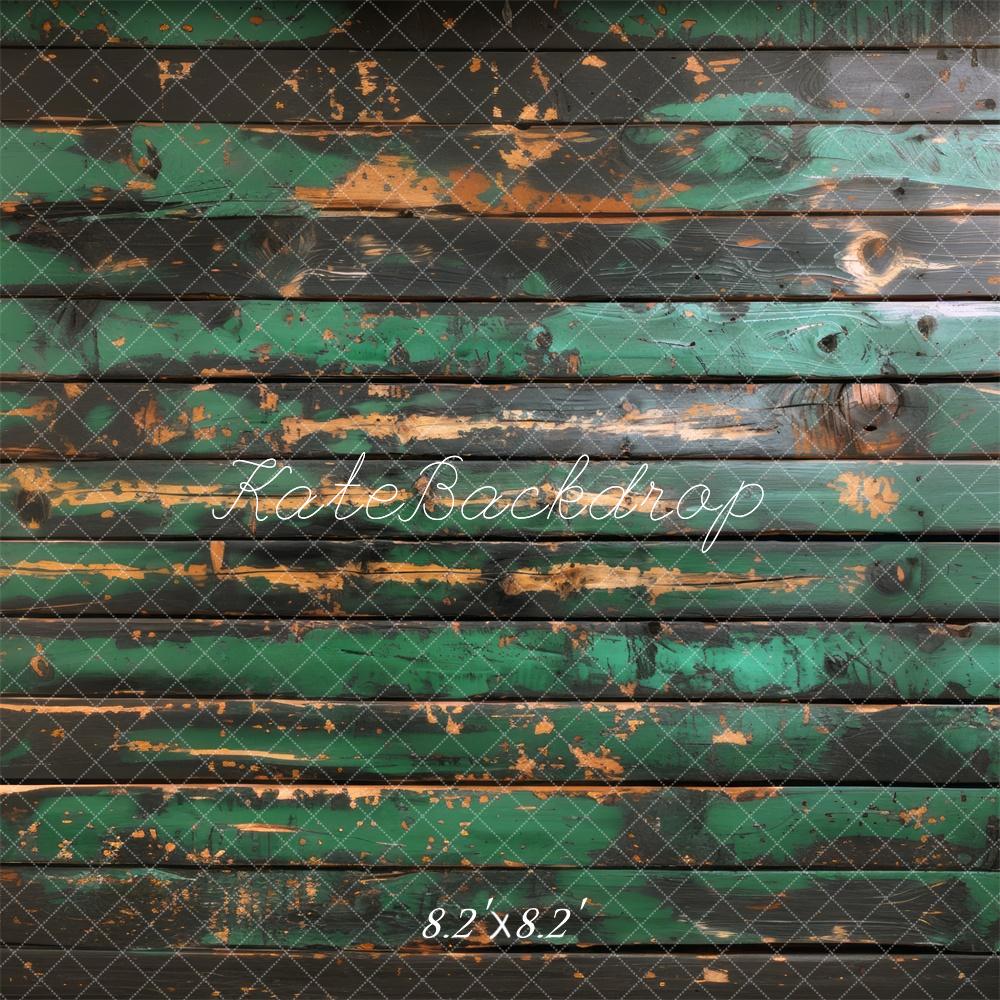 Kate Holz Bretter Grün Vintage Hintergrund Entworfen von Mini MakeBelieve