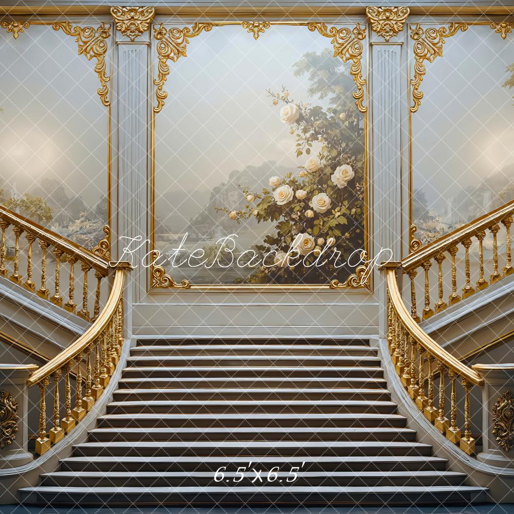 Kate Ball Prunktreppe Blumen Gold Hintergrund Entworfen von Mini MakeBelieve