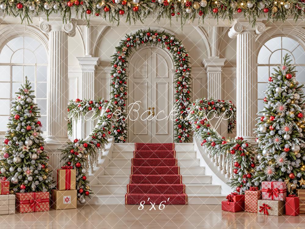 Kate Weihnachten Treppe Geschenke Klassisch Fleece Hintergrund Entworfen von Emetselch - Kate Backdrop.de