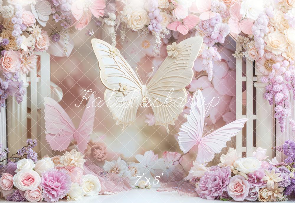 Kate Schmetterling Blumenbogen Pastell Hintergrund Entworfen von Chain - Kate Backdrop.de