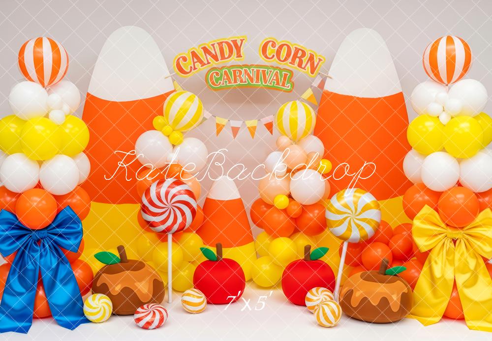 Kate Halloween Candy Corn Ballons Süßigkeiten Hintergrund Entworfen von Patty Roberts - Kate Backdrop.de