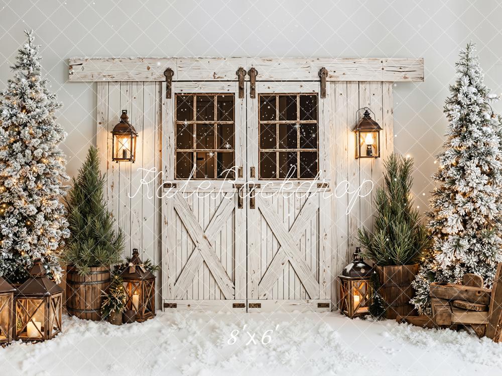 Kate Weihnachten Scheunentor Schnee Vintage Fleece Hintergrund Entworfen von Emetselch - Kate Backdrop.de