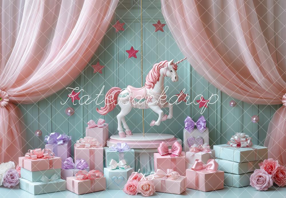 Kate Geburtstag Einhorn Geschenke Pastell Hintergrund Entworfen von Mini MakeBelieve - Kate Backdrop.de