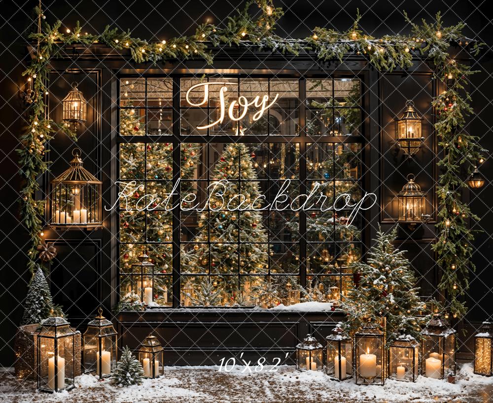 Kate Weihnachten Fenster Lichter Schwarz Hintergrund Entworfen von Emetselch - Kate Backdrop.de