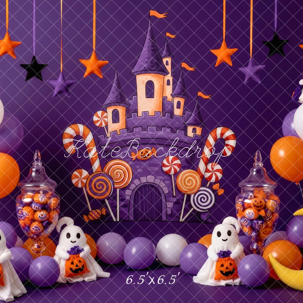 Kate Halloween Schloss Geister Lila Hintergrund Entworfen von Patty Roberts - Kate Backdrop.de
