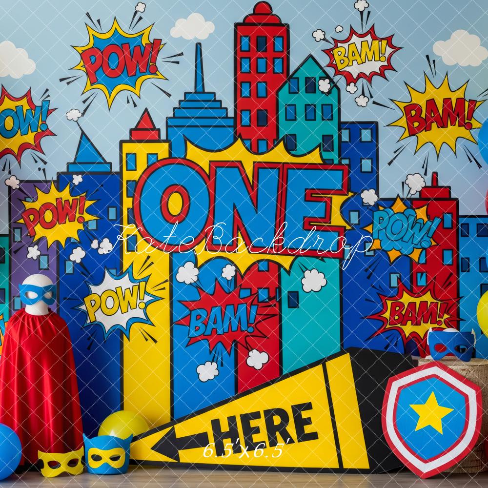 Kate Geburtstag Superheld Comic Stadt Bunt Hintergrund Entworfen von Patty Roberts
