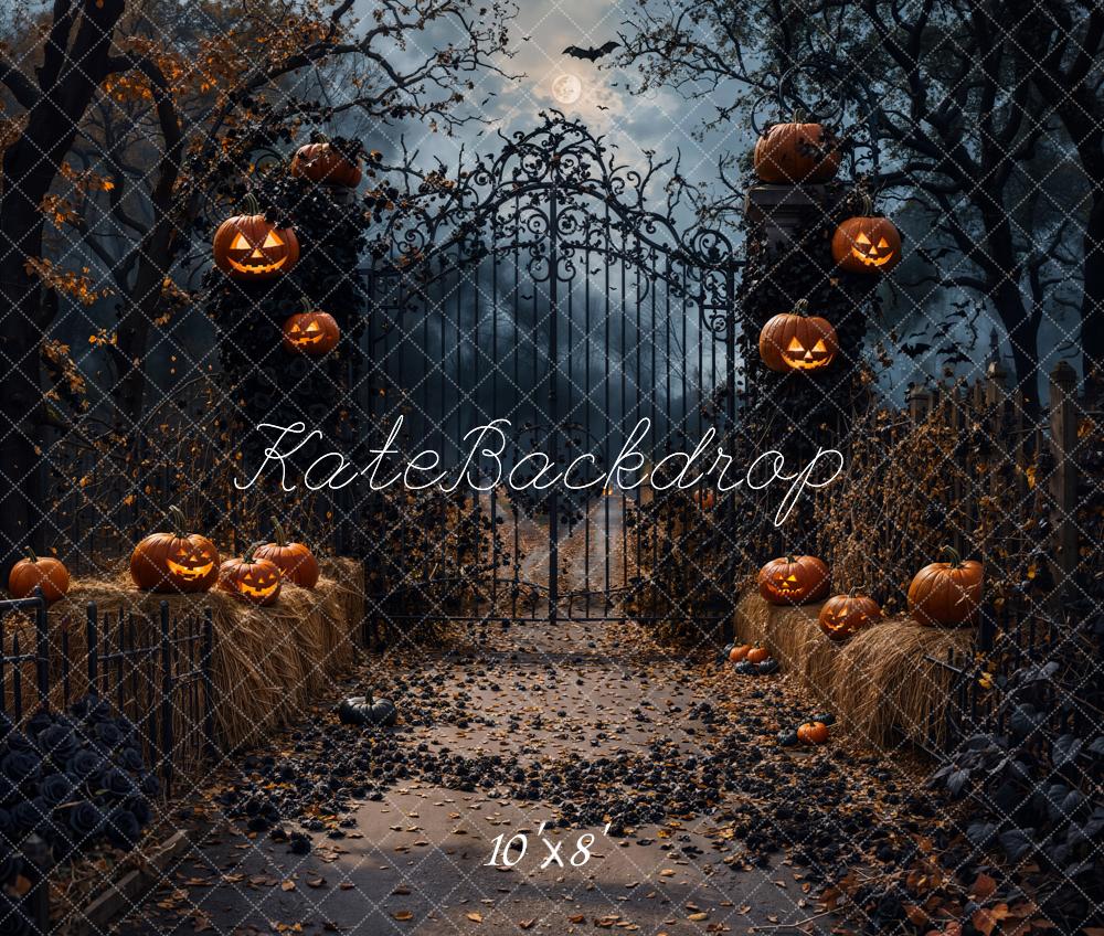 Kate Halloween Kürbisse Eisentor Nacht Fleece Hintergrund Entworfen von Emetselch