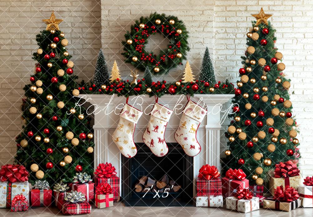 Kate Weihnachten Weihnachtsbaum Kamin Geschenke Hintergrund Entworfen von Mini MakeBelieve - Kate Backdrop.de