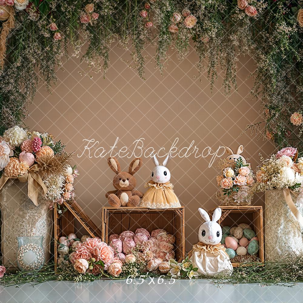 Kate Ostern Hase Blumen Pastell Hintergrund Entworfen von Emetselch - Kate Backdrop.de