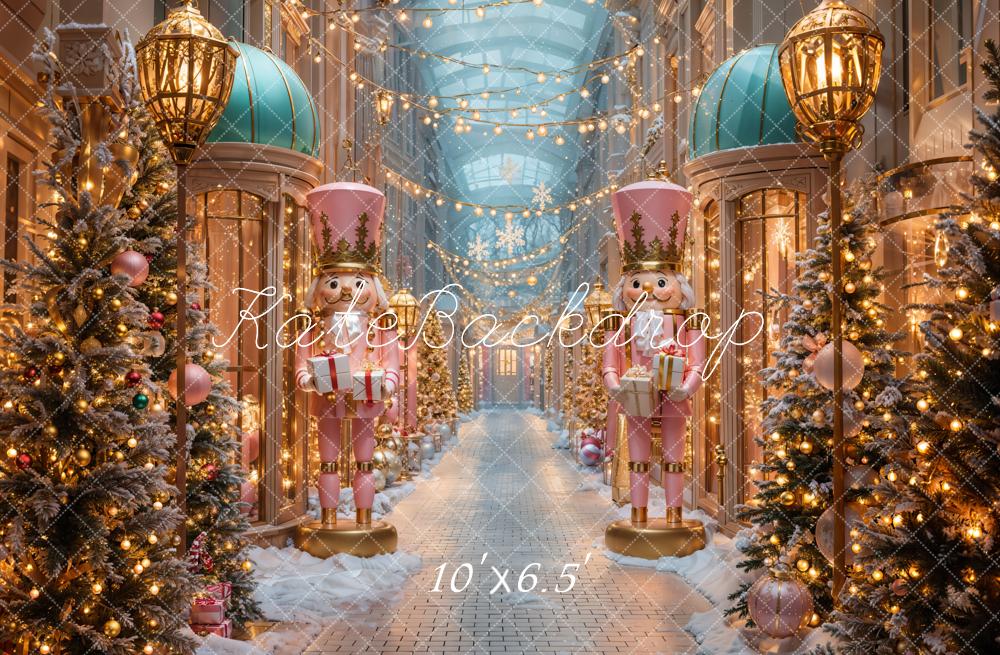 Kate Weihnachten Nussknacker Lichter Rosa Fleece Hintergrund Entworfen von Emetselch - Kate Backdrop.de