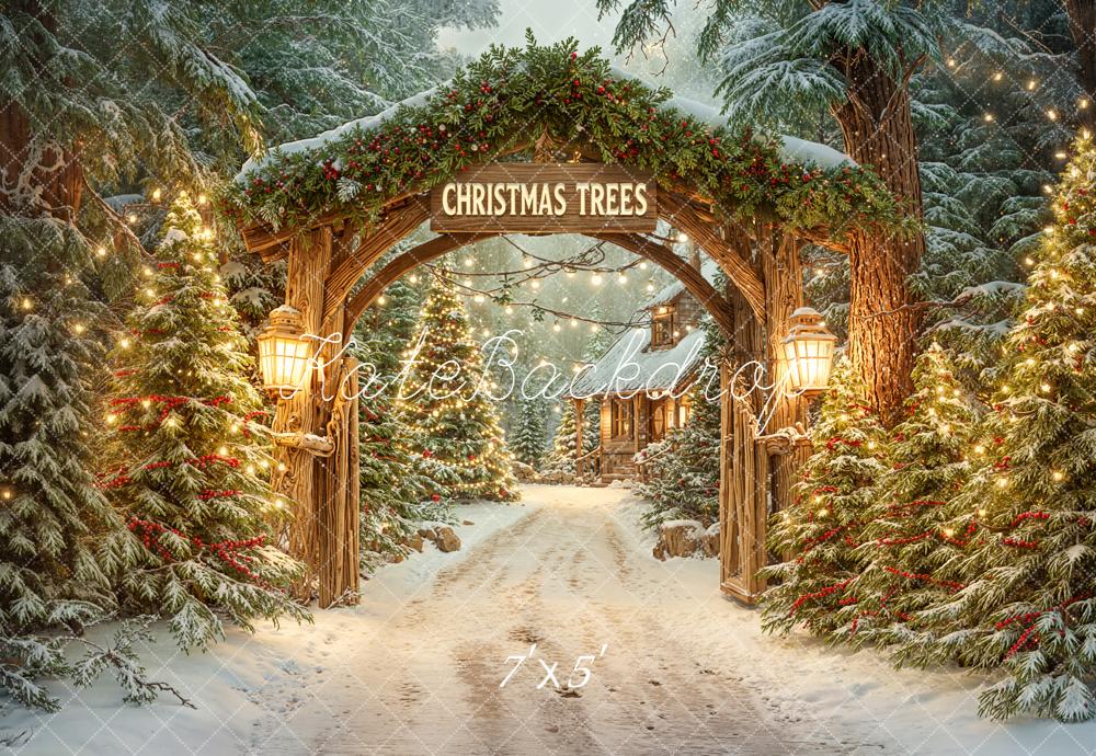 Kate Weihnachten Wald Tor Schnee Hintergrund Entworfen von Emetselch - Kate Backdrop.de