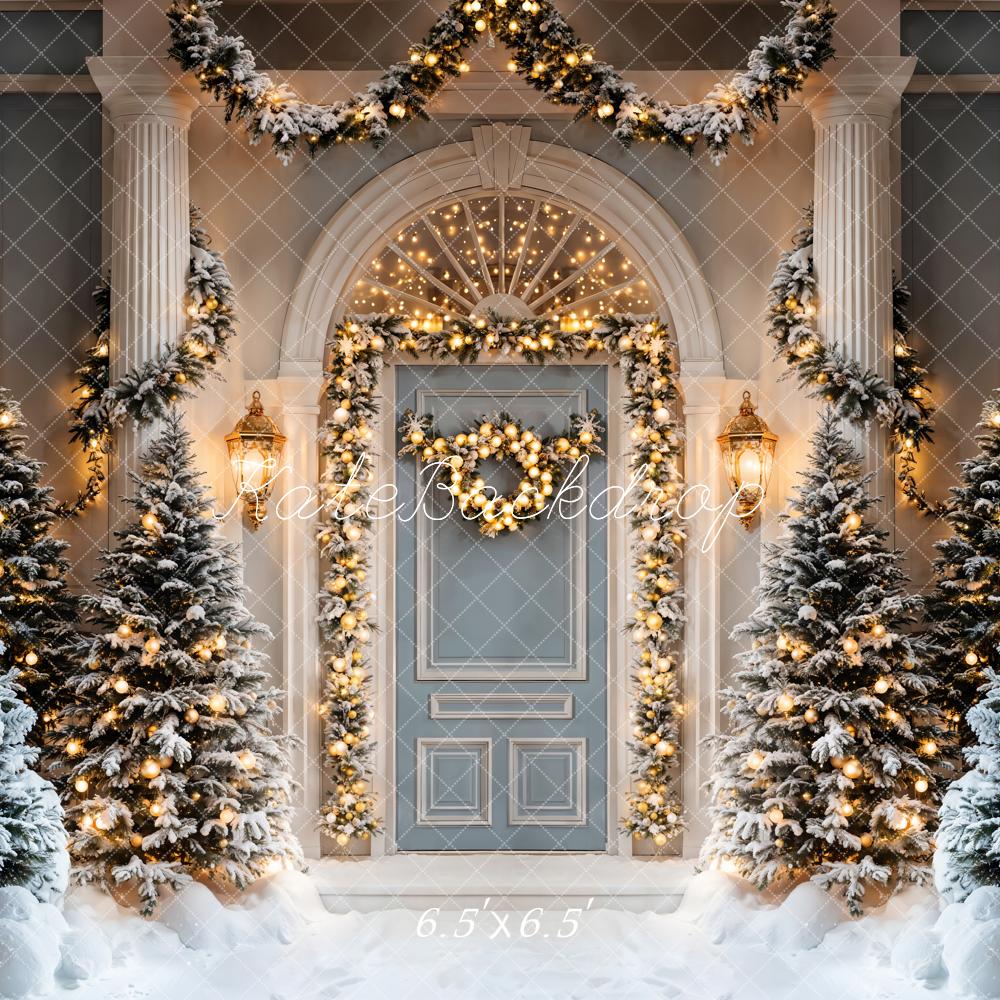 Kate Weihnachten Tür Girlanden Schneebäume Hintergrund Entworfen von Emetselch