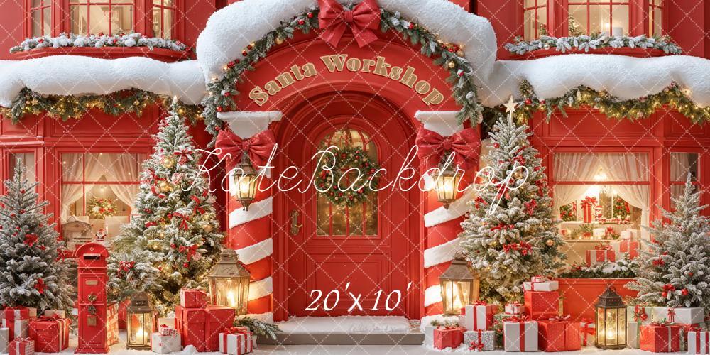 Kate Weihnachten Werkstatt Schnee Rot Hintergrund Entworfen von Emetselch - Kate Backdrop.de