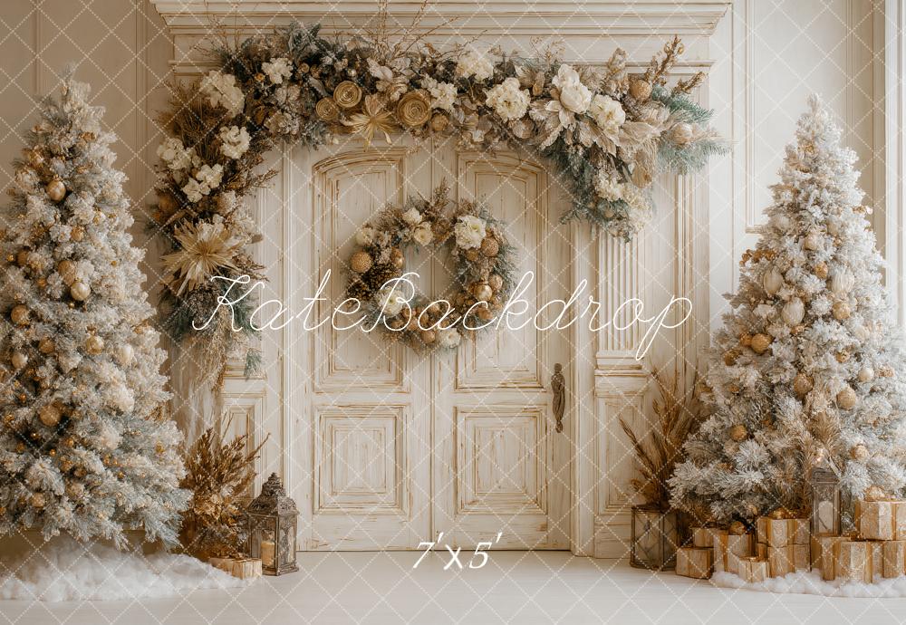 Kate Weihnachten Vintage Tür Gold Tannenbaum Hintergrund Entworfen von Ashley Paul