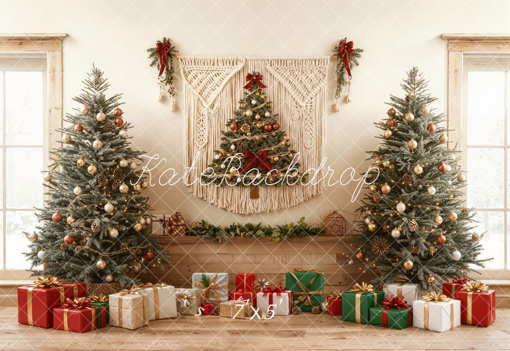 Kate Weihnachten Weihnachtsbaum Geschenke Naturholz Hintergrund Entworfen von Emetselch - Kate Backdrop.de